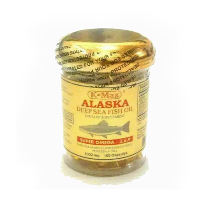 KMAX ALASKA OMEGA 3 DEEP SEA FISH OIL 100' TUTUP EMAS KUNING KMAX K MAX MINYAK SALMON OMEGA3