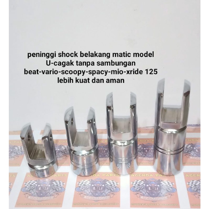 peninggi shock belakang matic model U-cagak tanpa sambungan beat-vario-scoopy-spacy-mio-xride 125lebih kuat dan aman untuk shock bawaan orinya drat 14