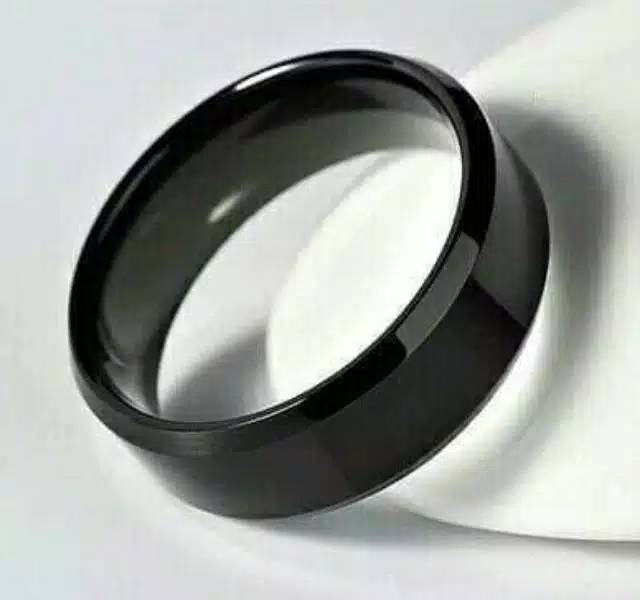 Cincin couple hitam titanium stainless steel segi sisi anti karat selamanya Fashion ring style