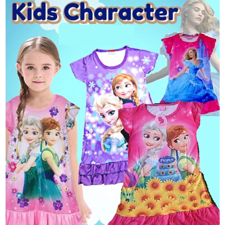 Dress daster anak karakter frozen cinderella