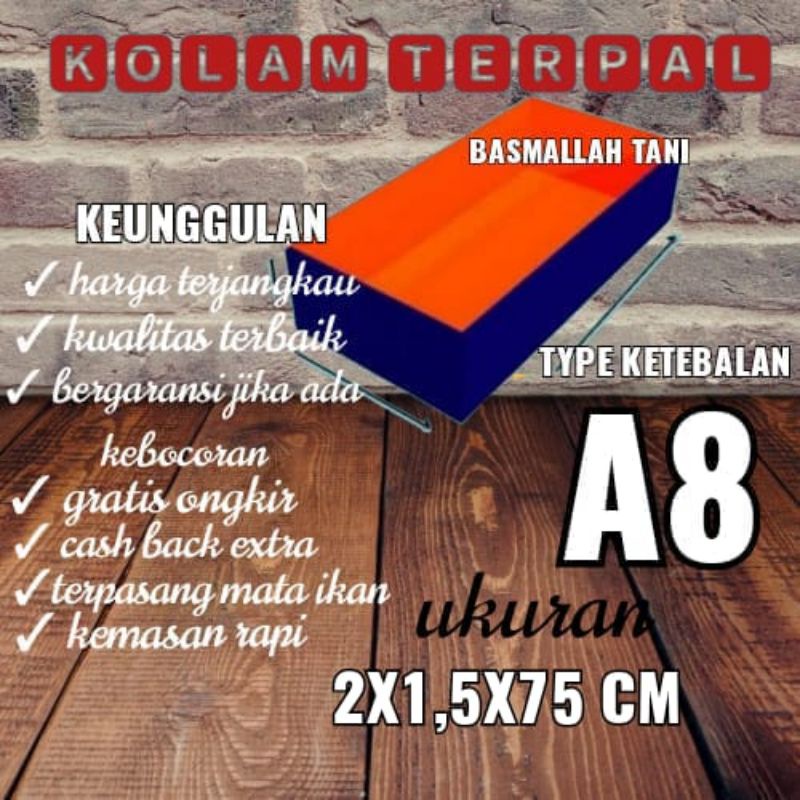 TERPAL KOLAM TYPE A8 UKURAN 2x1,5x80cm