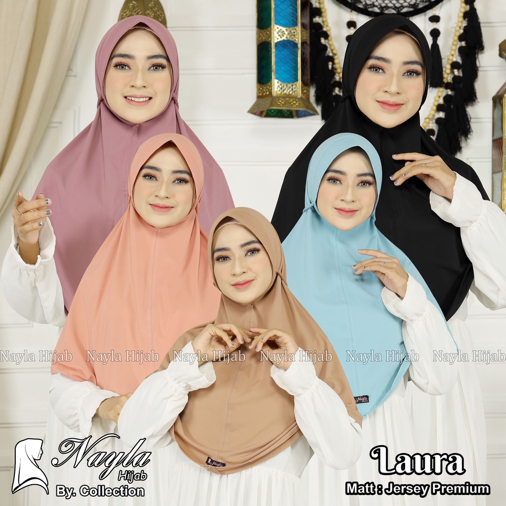 Kerudung Instan Tali Kepang Laura Hijab Instan Jersey Premium Jilbab Terbaru Nayla Hija'b