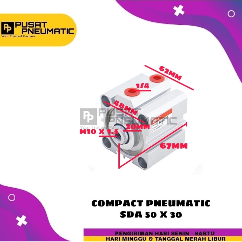 

PNEUMATIC COMPACT CYLINDER sda50X30 / SDA 50 X 30