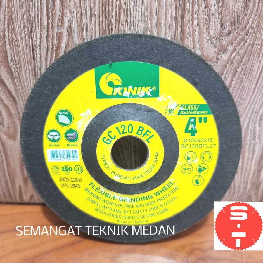KINIK 4" BATU GC GERINDA GURINDA POLES KACA GRANITE FLEXIBLE 120 KINIK