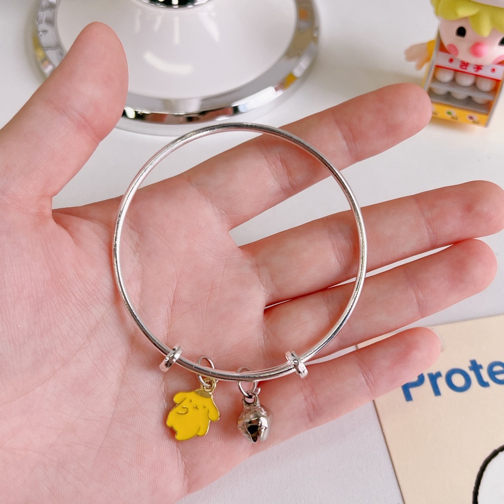 Gelang Bangle Alloy Lapis Silver Dengan Liontin Bentuk Anjing / Kelinci Untuk Wanita
