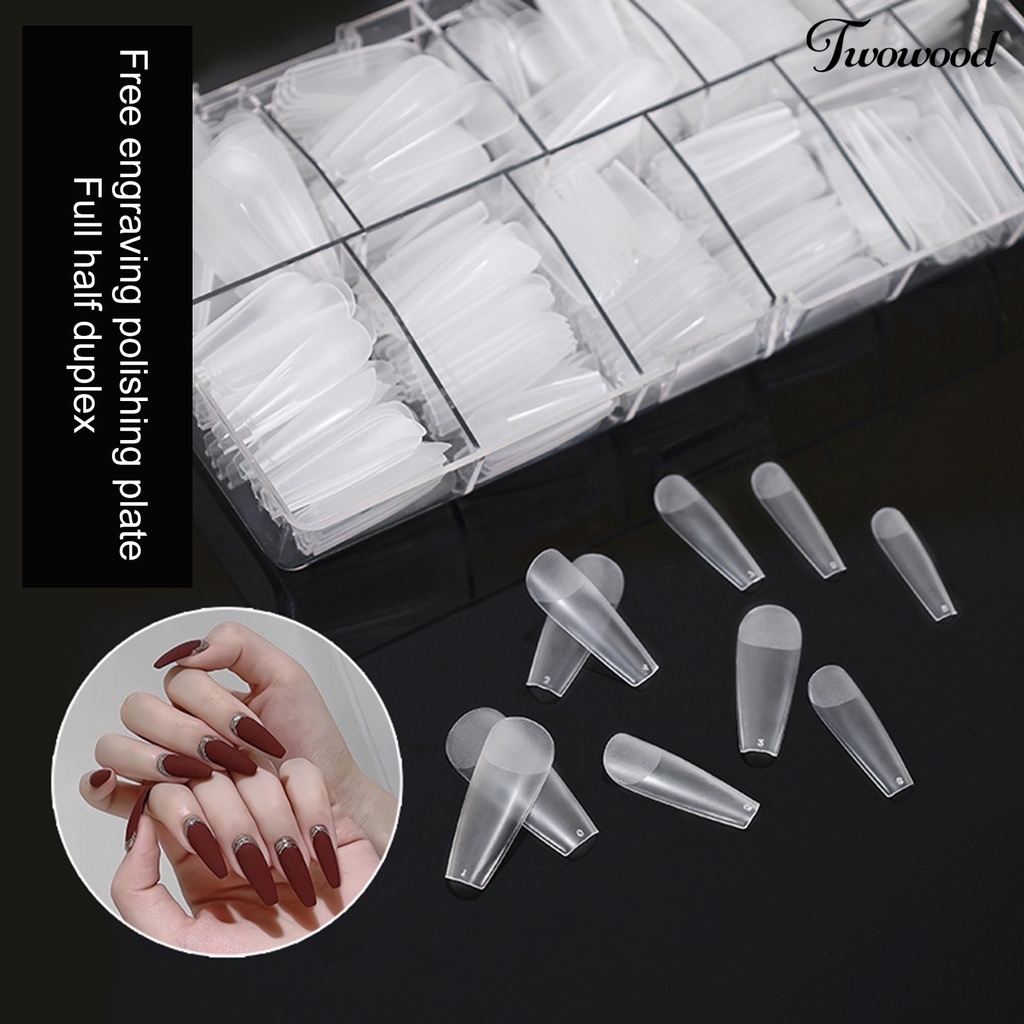 Twowood 540Pcs / Kotak Kuku Palsu Ultra Tipis Full cover Untuk Nail Art