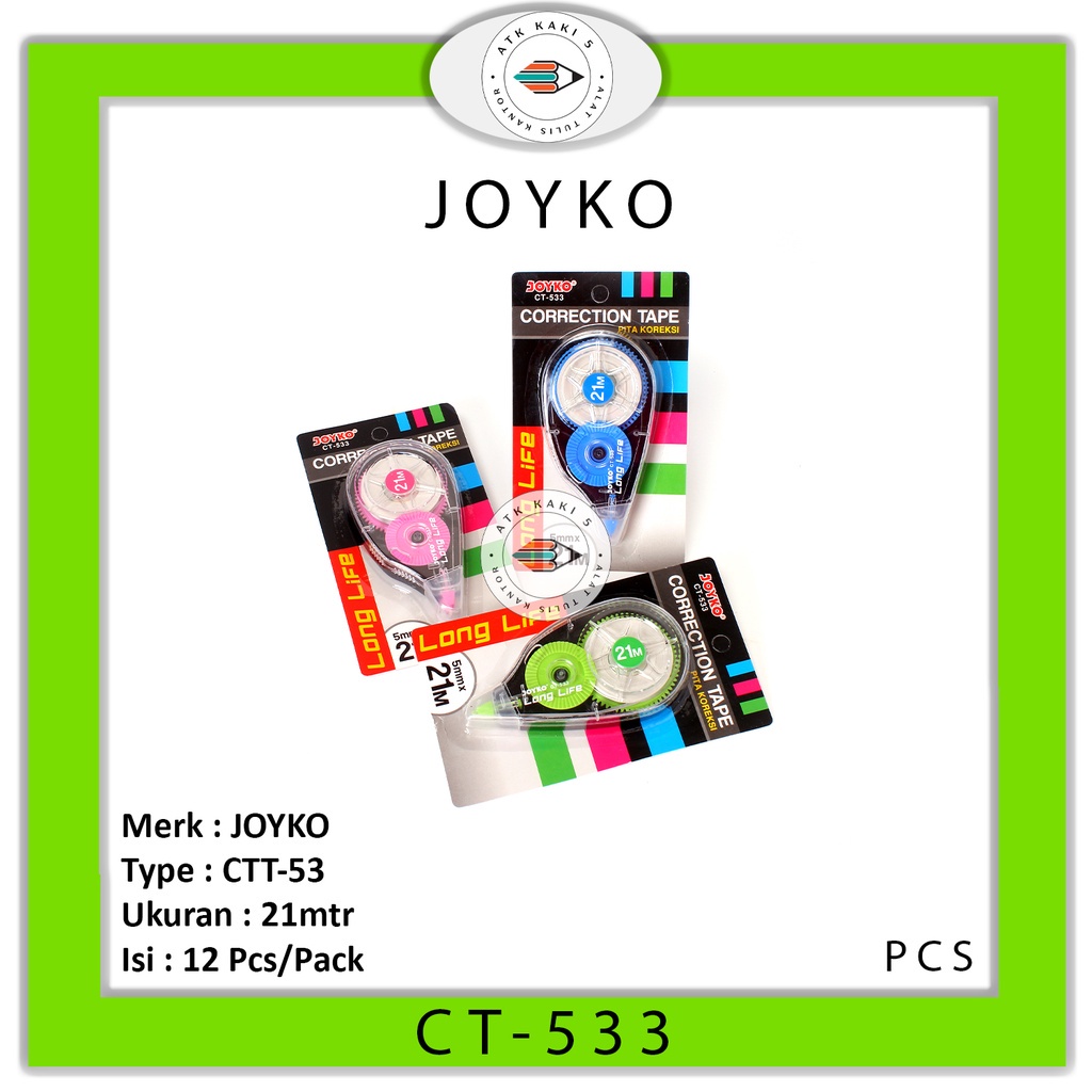 

JOYKO - Correction Tape Tip-Ex Roll Long Life 21m - CT-533 - Pcs