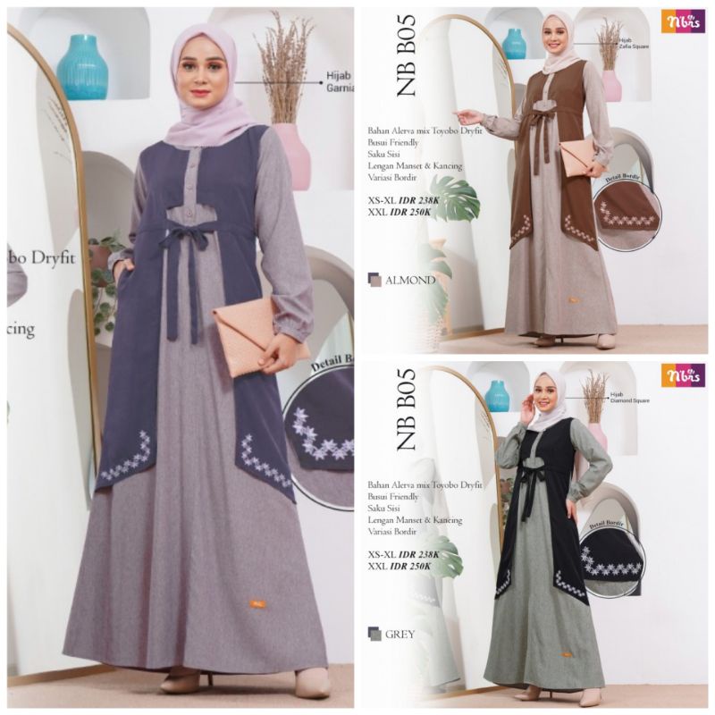 GAMIS NIBRAS NB B05 // NIBRAS GAMIS NB B05 //GAMIS NIBRAS 2022 BISA COD - Gamis Nibras Terbaru NB B0