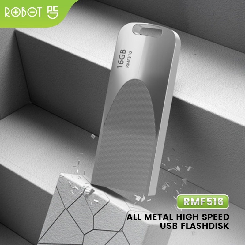 ROBOT USB Flashdisk RMF508 8 GB / RMF516 16 GB All Metal High Speed Kecil dan Portable Compatible for All Windows Original - Garansi 1 Tahun