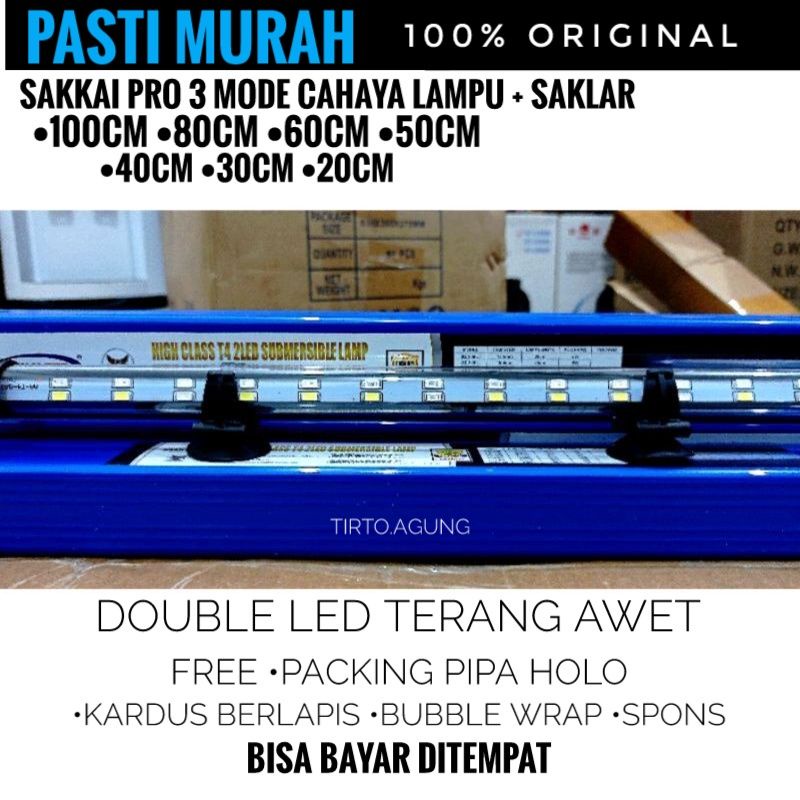 GARANSI PECAH PACKING PIPA AMAN Lampu led aquarium 3 mode 2 BARIS DOUBLE PLUS SAKLAR ganti warna biru putih RGB 3x mode WRGB view pro plus day night SAKKAI PRO DOBLE LED 2 BARIS TERANG 20CM 30CM 40CM 50CM 60CM 80CM 100CM