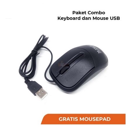 itstore Keyboard Komputer PC Combo Keyboard Mouse USB Free Mousepad