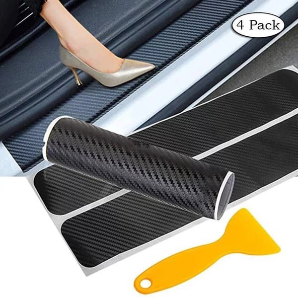 STIKER FIBER Stiker Carbon Fiber Door Sill Pelindung Anti Gores Pijakan Seal Mobil Aksesoris Mobil