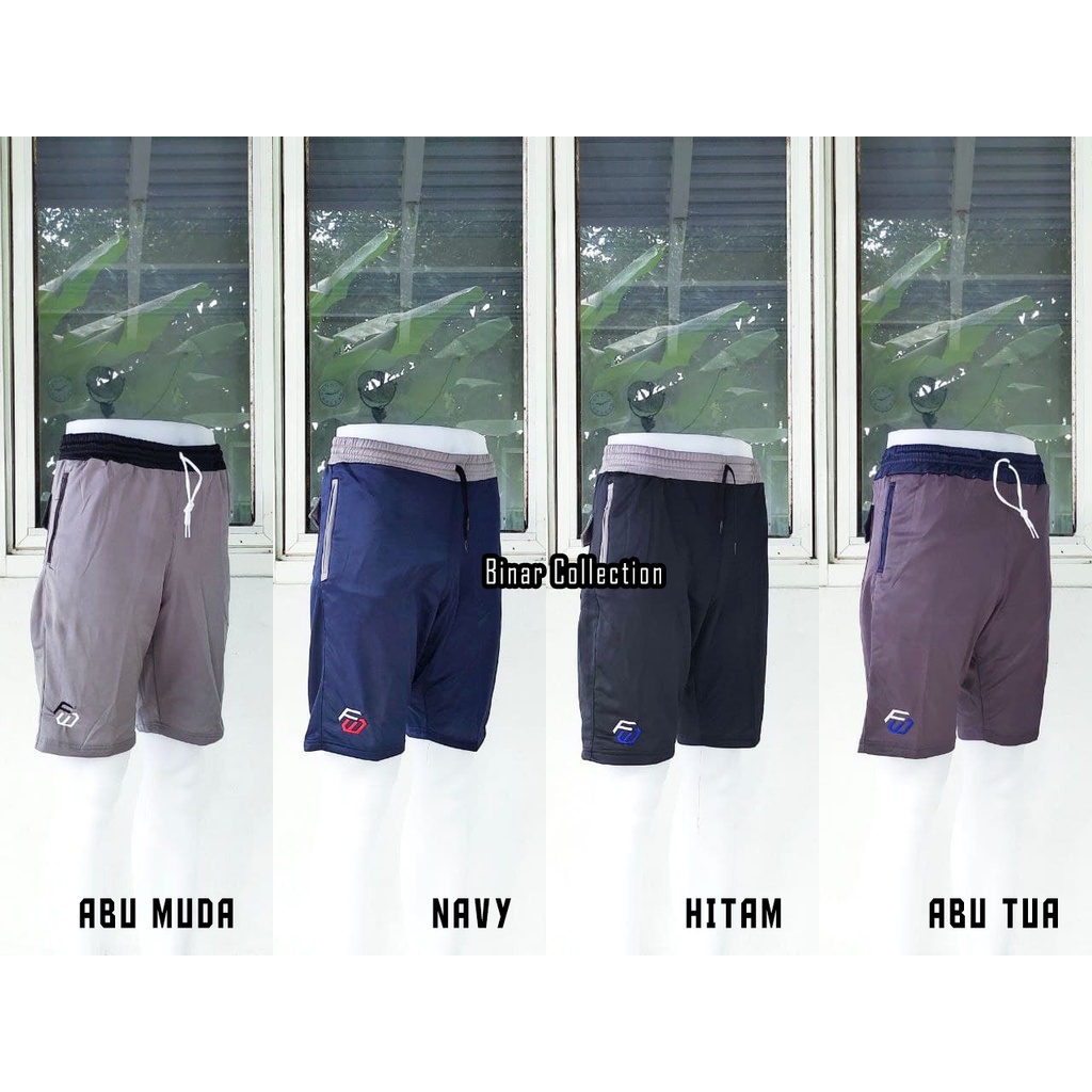 SHU 15- Celana pendek santai pria diadora zipper / kolor rib rip kombinasi laki laki kolor tebal allsize cowok murah harian Jumbo