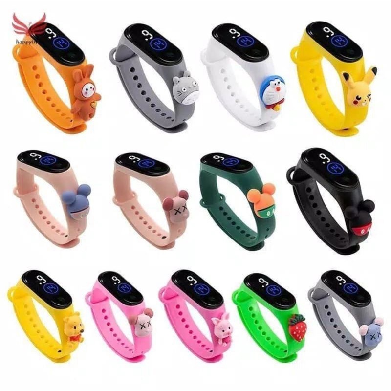 Jam tangan anak LED Display TAHAN AIR  elektronik arloji motif karakter kartun bahan rubber silikon-1