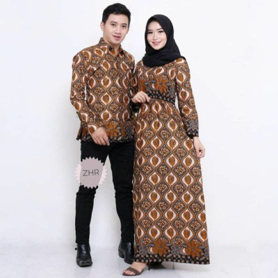 Couple Batik Simple Warna Coklat Batik Sarimbit Formal Orang Tua Anak Muda Remaja Murah