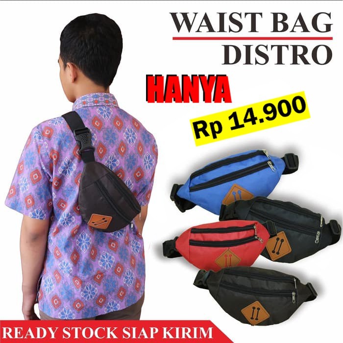 OBRAL SELEMPANG !! Waistbag Distro Pria Wanita Simple Waist Sling Bag Slingbag Wesbag Slempang Murah