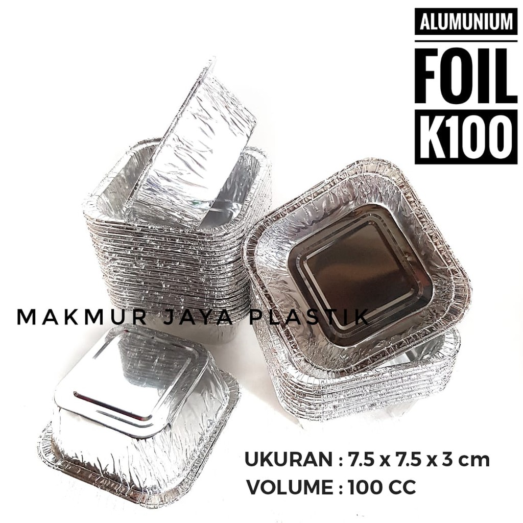 Jual ALUMUNIUM FOIL CUP KOTAK K1OO KEMASAN MAKANAN FOIL TRAY KOTAK OX