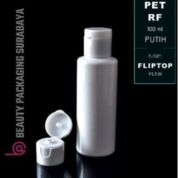 Botol Plastik PET 100ml RF Putih Tutup Fliptop