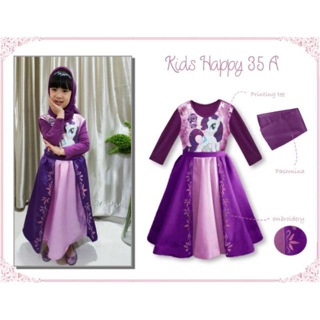[READY] KH35 DRESS BAJU MUSLIM ANAK Kids Happy 35 - A LITTLE PONY