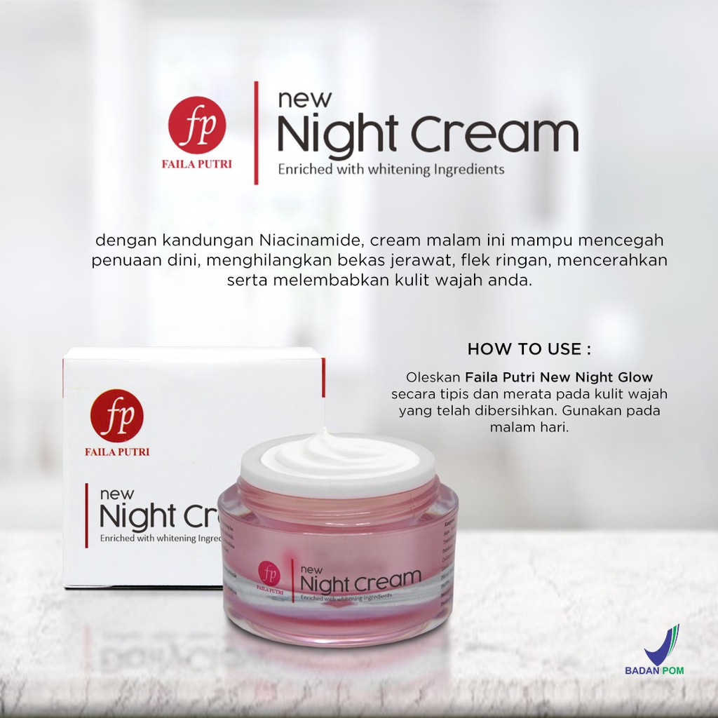 FAILA PUTRI New Night Cream Whitening - cream malam untuk remaja BPOM