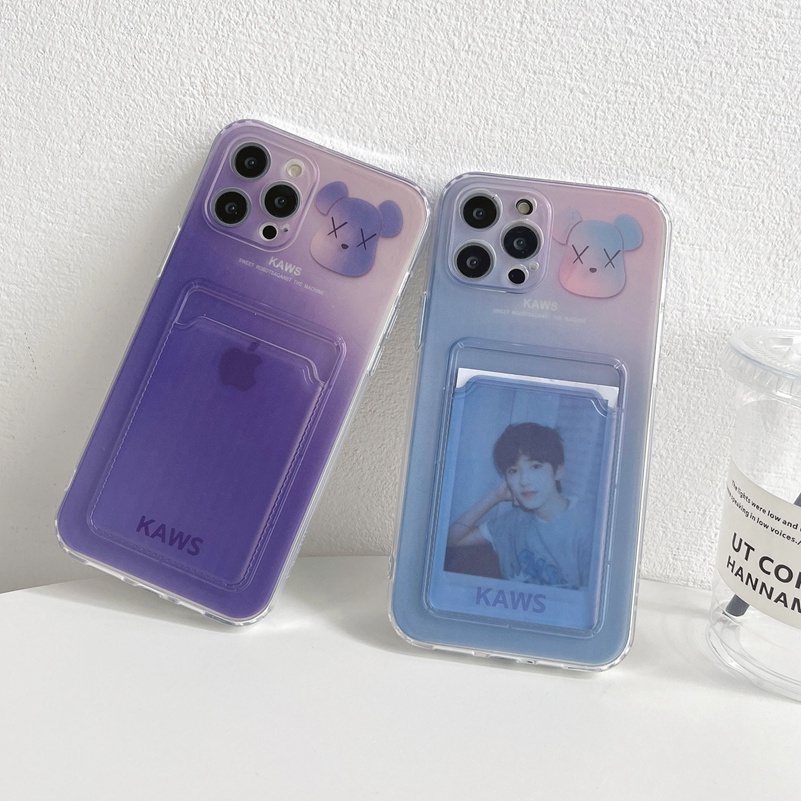 Casing OPPO A57 A16k A16 A15 A15s A76 A96 A3s A5s A54 A74 A94 A95 A55 Reno 7Z 6 6Z 5Z A5 A9 A92 A52 A31 A32 A33 A53 2020 A12 Shock-proof And Drop-proof Soft Case Card Holder Wallet Gradient Color Transparent Soft Silicone Phone Case