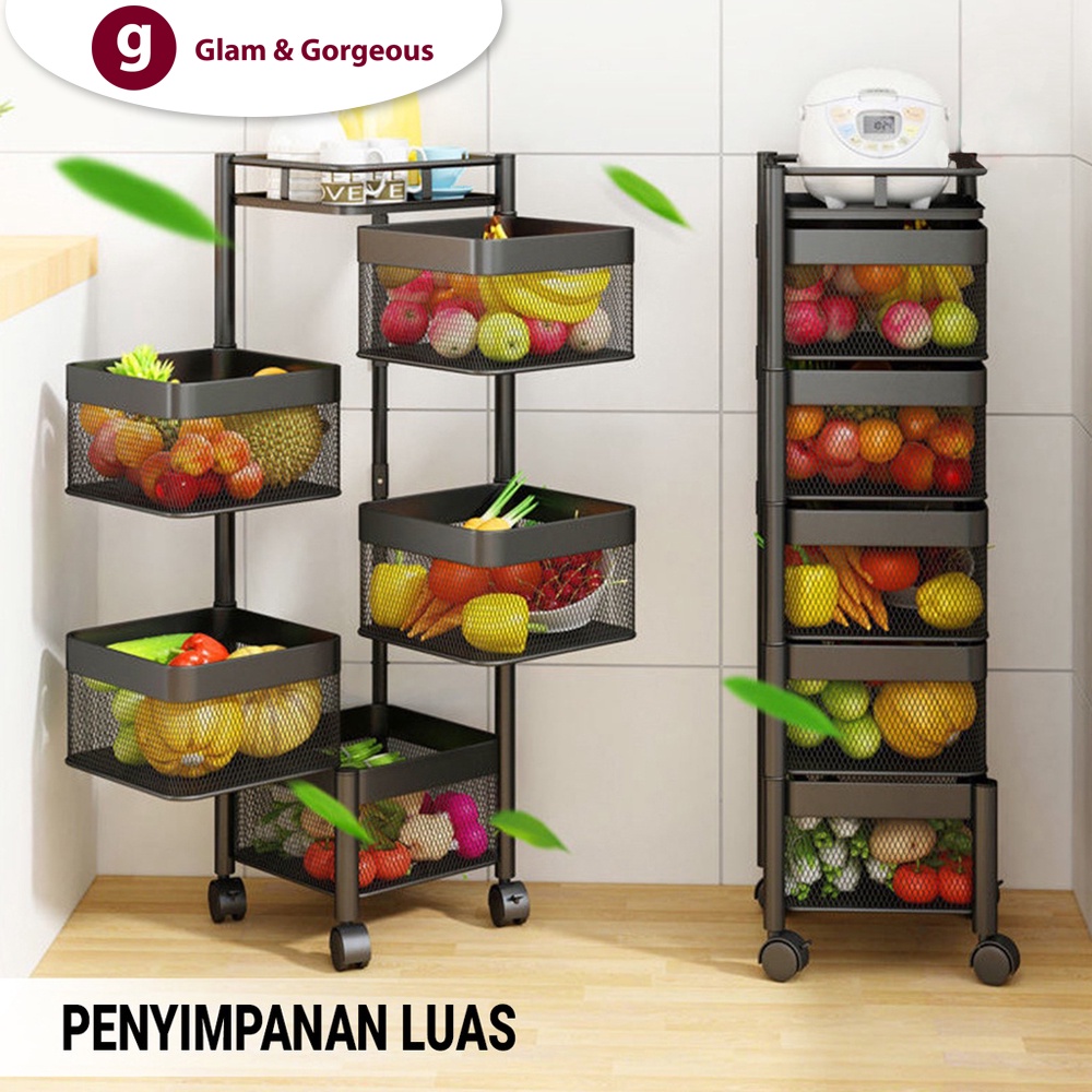 Cadillac Paxton Troli Serbaguna Metal Storage Rack Rak Dapur Kamar Mandi - CDLC006