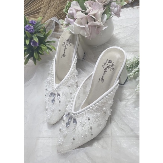 sepatu wanita pesta Marisa putih 7cm tahu