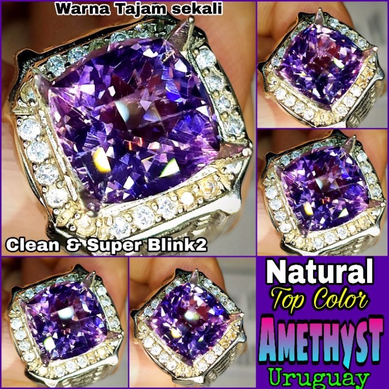 NATURAL URUGUAY AMETHYST 7,5CT SERTIFIKAT BATU KECUBUNG ASLI Bkn Kalimantan Bolivia Sapphire Blue Ye