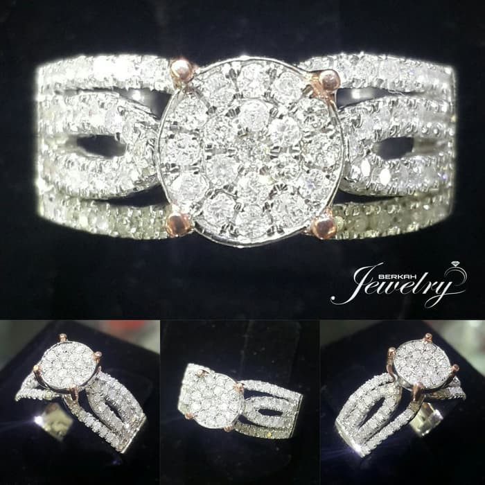 Cincin Wanita Kawin Nikah Original Emas Gold 18k Berlian Diamond Eropa Putih Asli DK1441