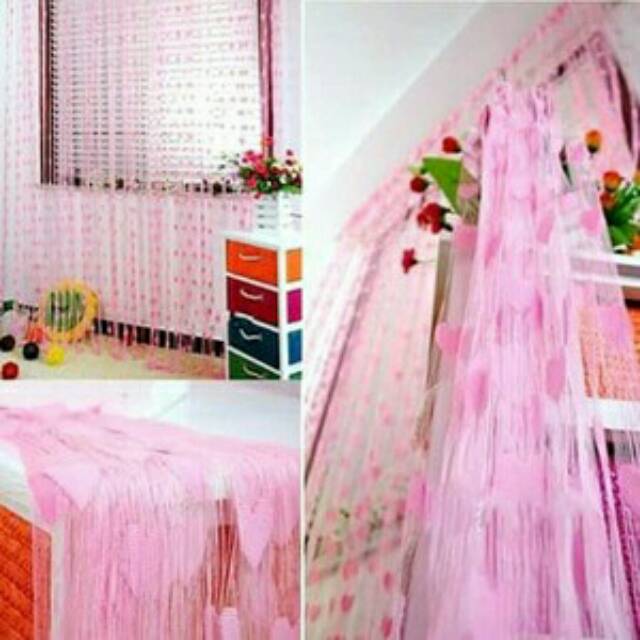 Tirai benang love warna Pink