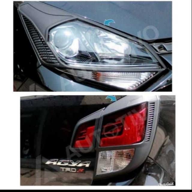 Paket Garnish Lampu Depan Belakang New Agya 2017 - 2019 Black Doff