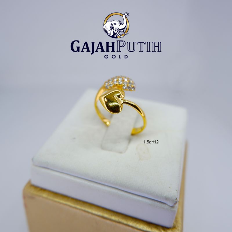 1,5gr Cincin Model Permata Love Emas Asli Kadar 375 kodeN11512