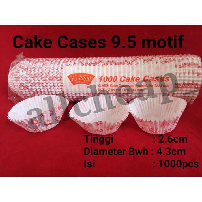 1000pcs CUP CAKE CASES CETAKAN KUE KERING WARNA PAPER KLASSI 9.5 MOTIF