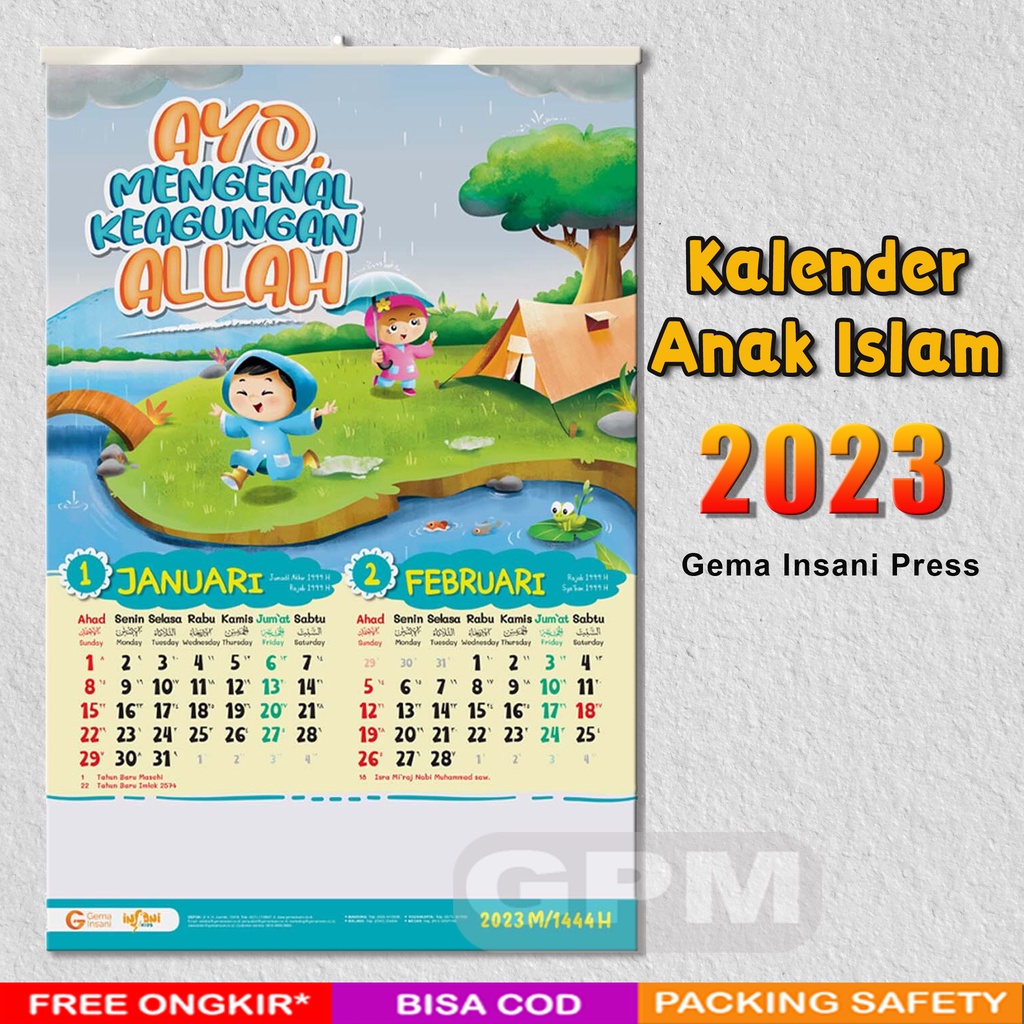 Kalender Anak Muslim 2023 | Full Color | Full Gambar | Full Pesan | Insani Kids