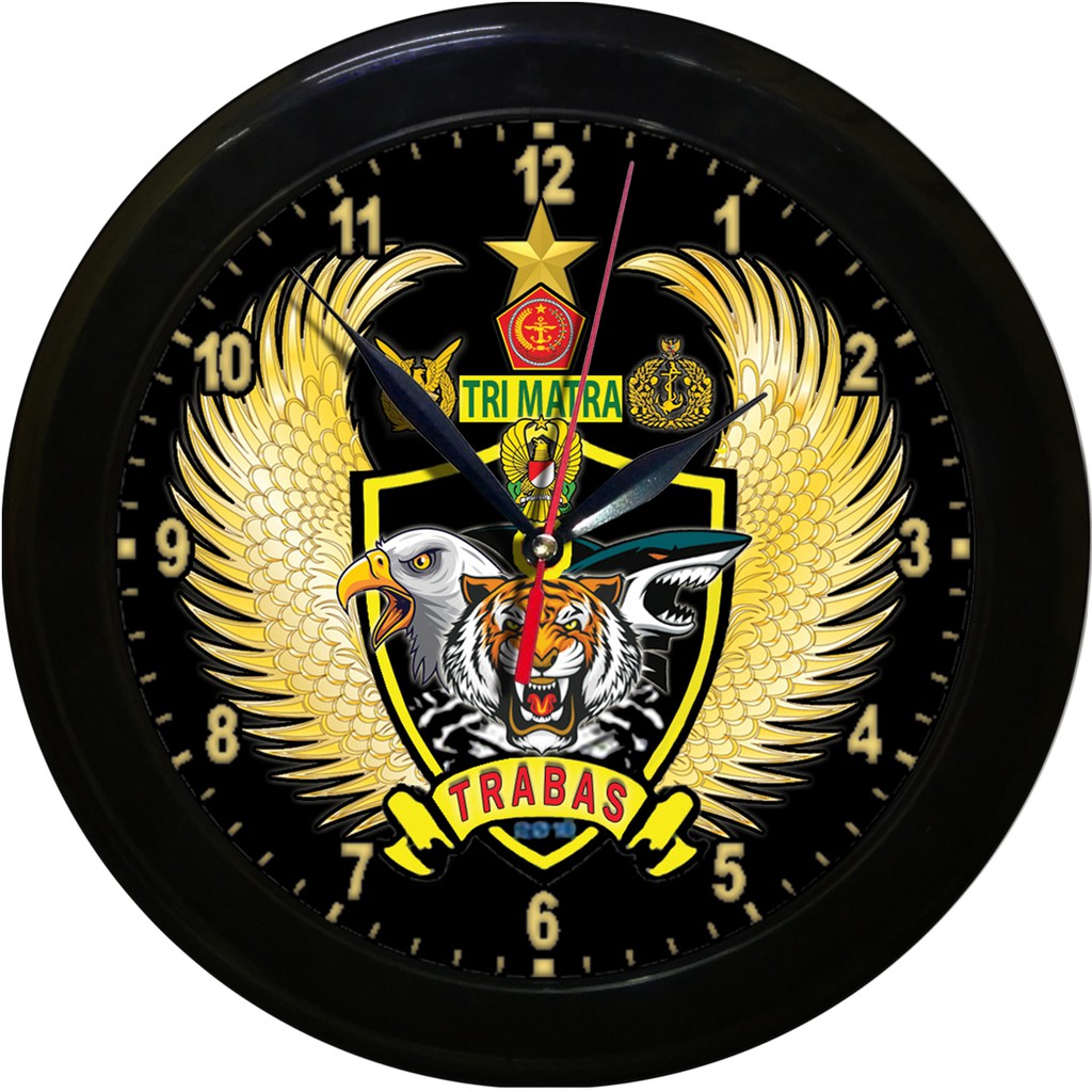 JAM DINDING TRI MATRA TNI - AD, TNI - AU, TNI - AL . (DIAMETER 30CM)