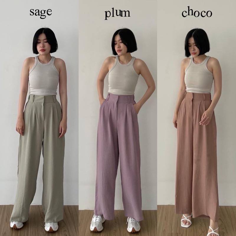 Celana Kulot Crinkle Highwaist Wanita Loose Cullote Pants