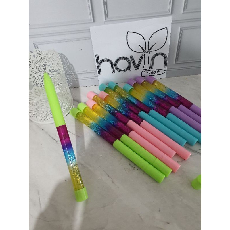 (12pc) PEN GEL ada AIR MANIK/PEN ADA AIR MANIK LAMPU LED-1