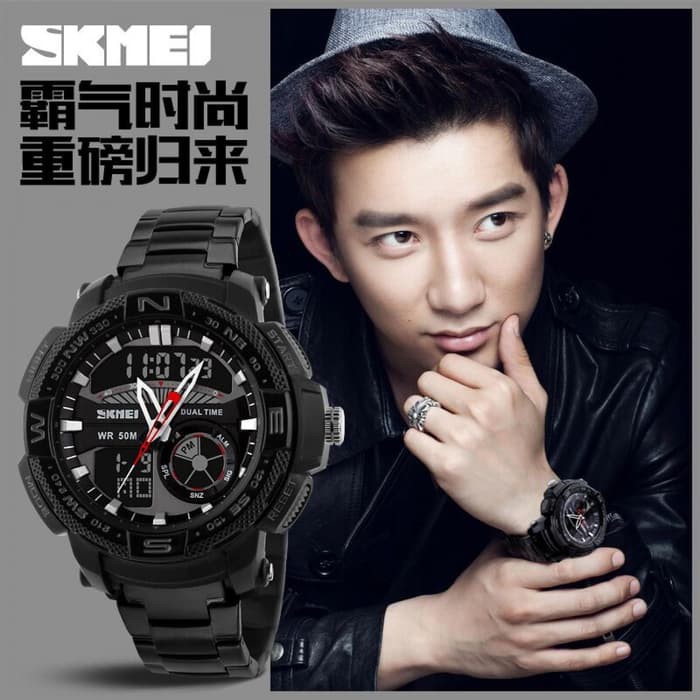 Jam Tangan Pria Cowok Originalskmei Casio Stainless Anti Air Dan Karat - Putih