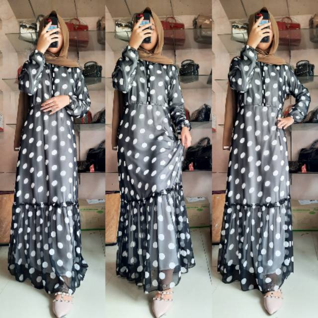 Maxi Dress Ceruty Polkadot Rample