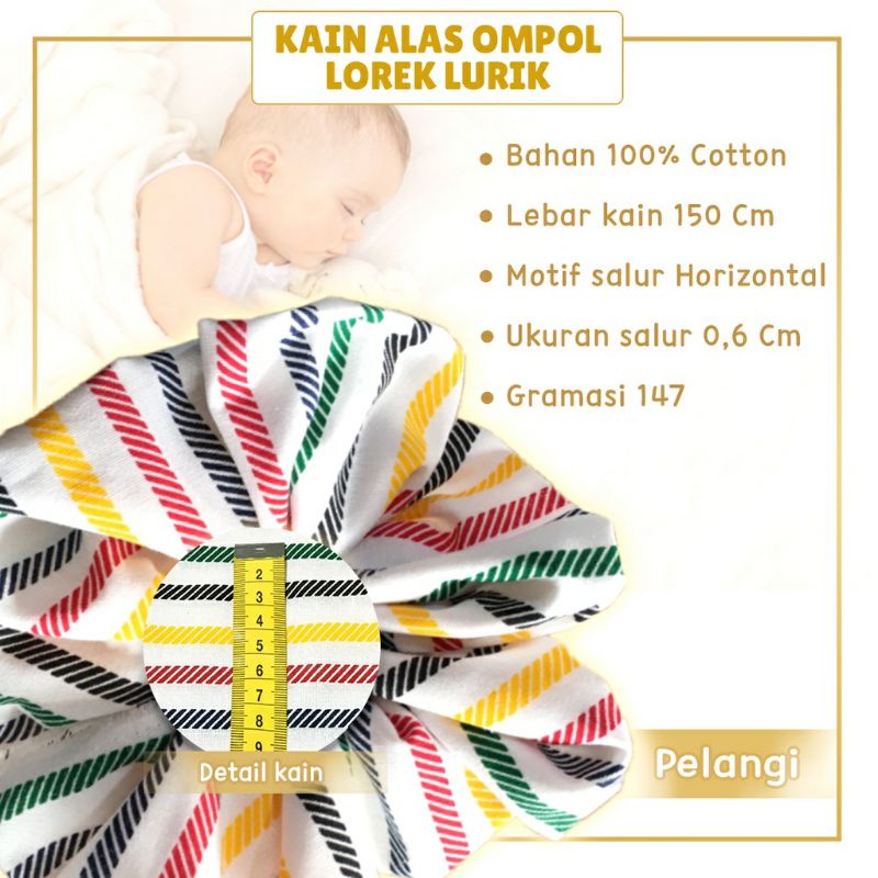 Alas Ompol Kain Lurik Bayi Jumbo 80x75 Cm Alas Ompol Bayi Newborn Salur Pelangi (ECER)