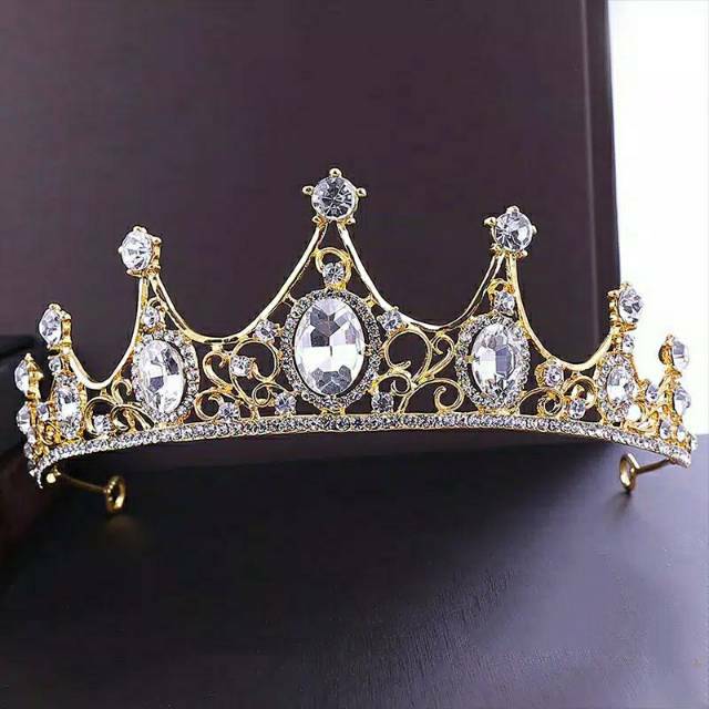 MAH-10 Mahkota tiara aksesoris rambut pengantin wanita hiasan pesta wedding crown)