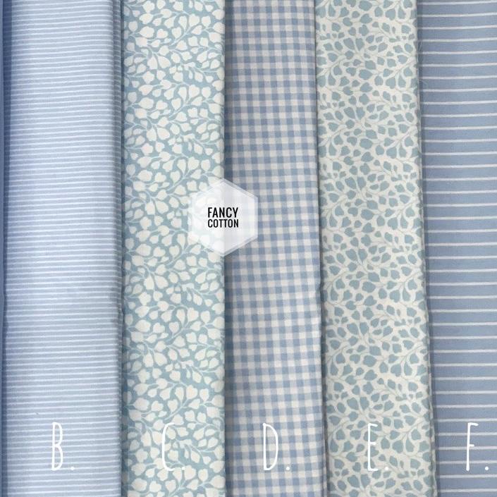 ➭ kain katun jepang motif serian bunga cantik biru muda D1112 ♝