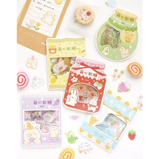 

45 Pcs Sticker Aesthetic - 71 Dekorasi Journal Planner Scrapbook CUTE ANIMAL HEART GUMMY SERIES Stiker Lucu Estetik Jurnal Seri Hewan