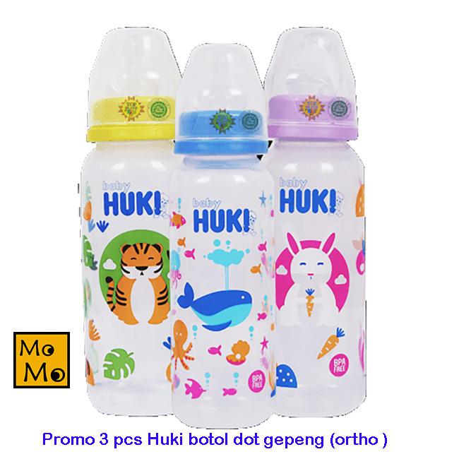 Huki Bottle Susu 240ML Dot Orthodontic - Botol Susu Bayi  dot gepeng 240ml BPA Free
