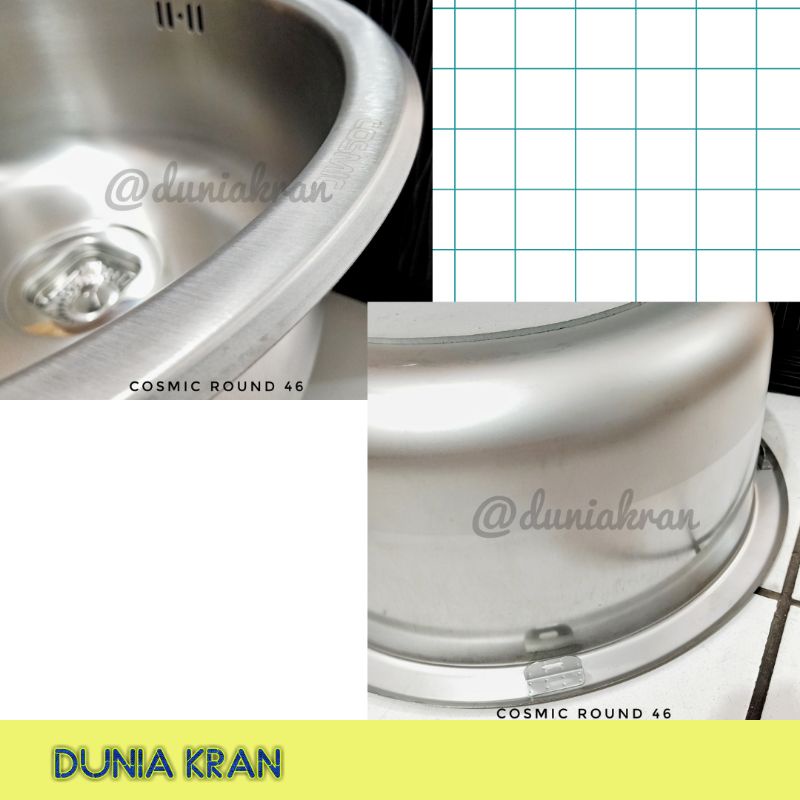 KITCHEN SINK ROUND/ BAK CUCI PIRING BULAT STAINLESS STEEL 304 COSMIC ROUND 46
