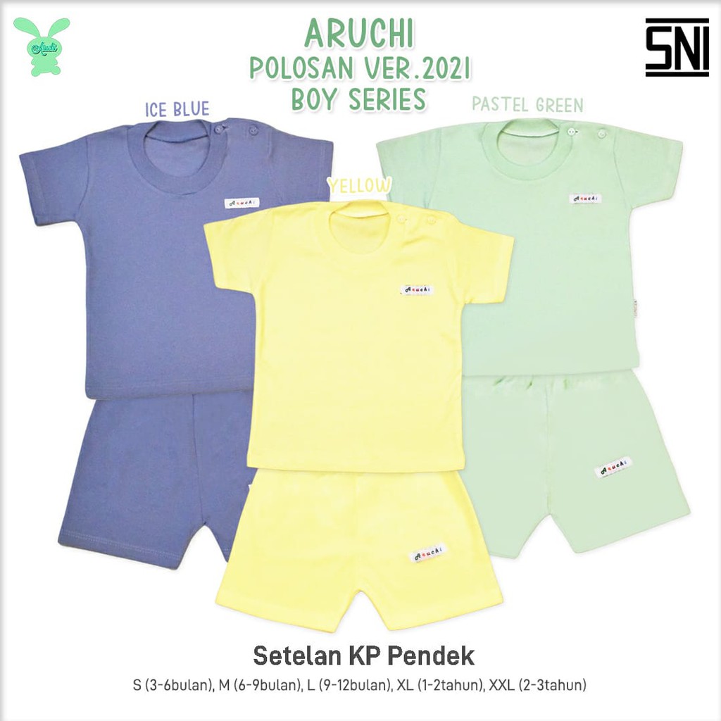 Aruchi Setelan Oblong Pendek Warna Boy / Girl - Aruchi Piyama Bayi / Aruchi Piyama Anak