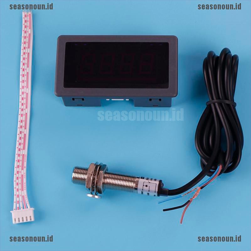 【sea】1Pc tachometer 4 digital red led tach rpm speed meter with hall switch sensor