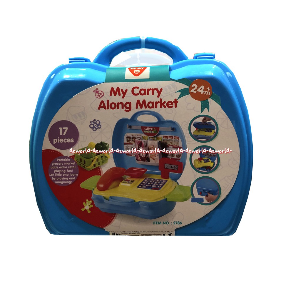 Play Go My Carry Along Market Portable Tas Mainan Anak Isi Set Mainan Kasir 17pcs