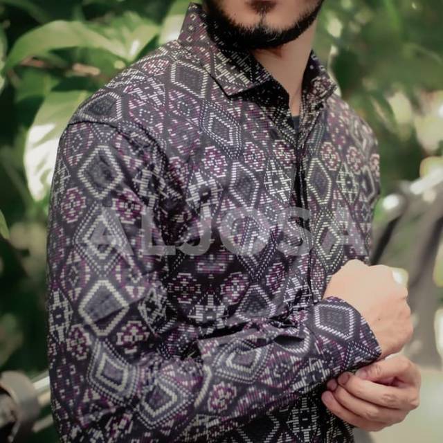 Kemeja Batik Songket Black Panjang Slimfit batik cowok