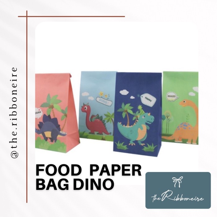 

✨ BISA COD ✨ Food Paper Bag Dino/Kantong Permen/Kantong Makanan Dinosaur @12pc